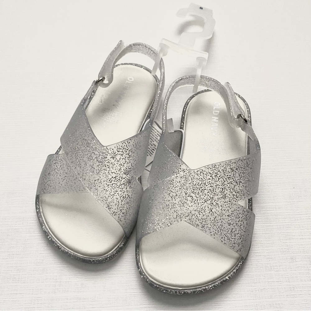 NWT Old Navy Toddler Girl Glitter Jelly Cross-Strap Sandals